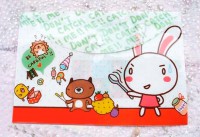 Папка конверт с кроликом и мишкой красная